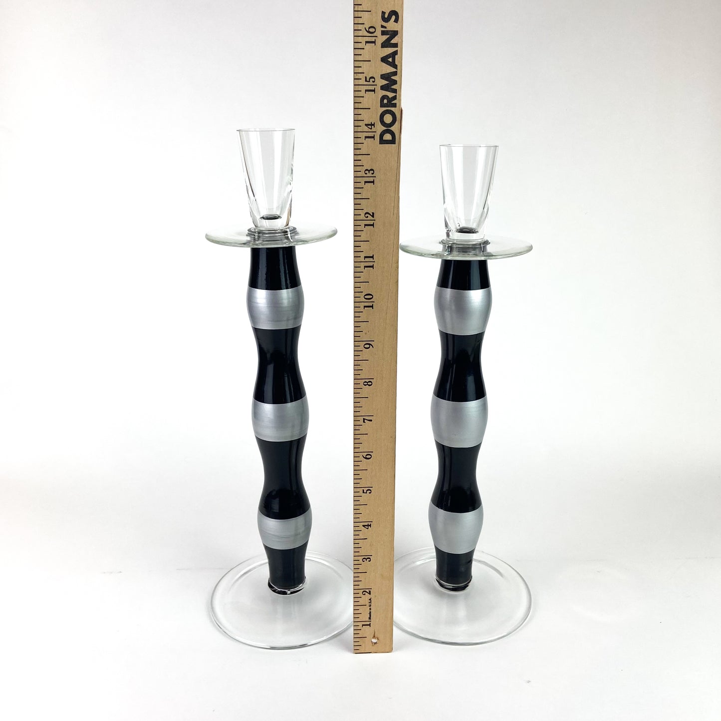 Pair of Romanian Art Glass Candlesticks #O1124