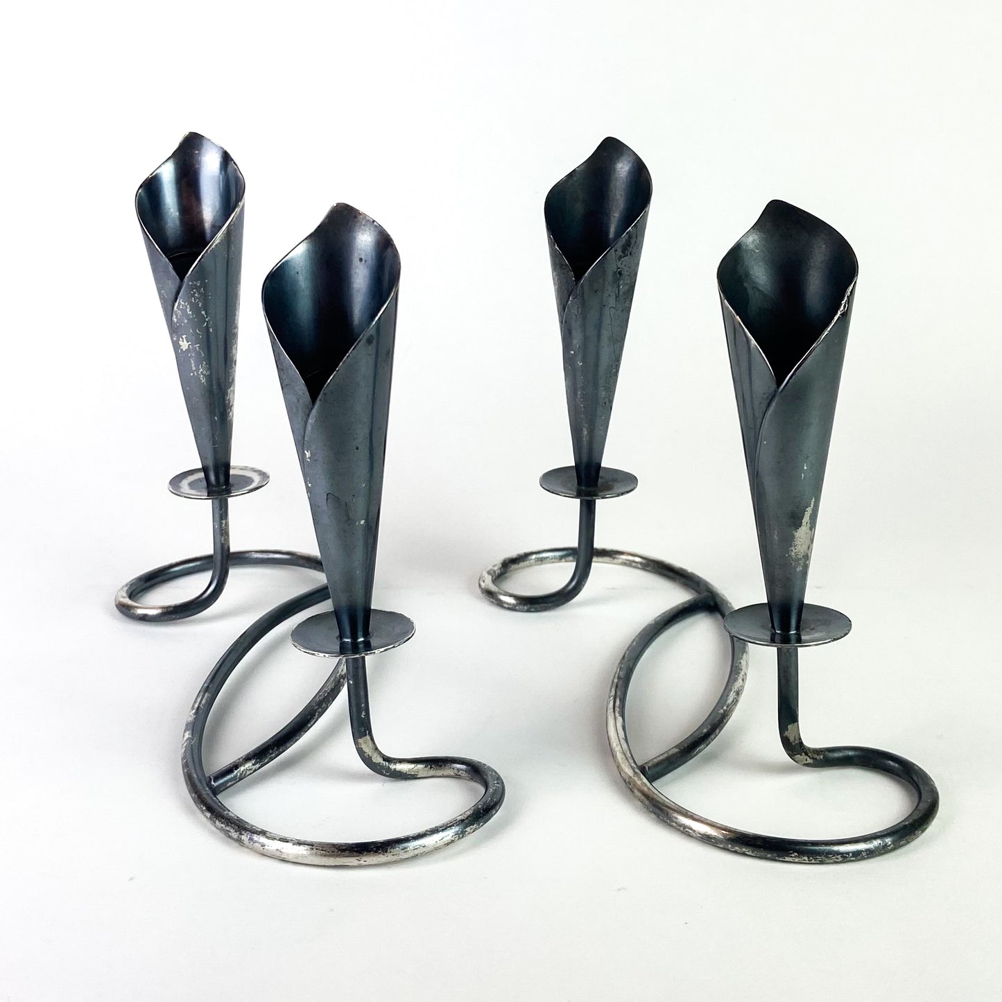 Pair of Hans Jensen Calla Lily Candleholders #O1125