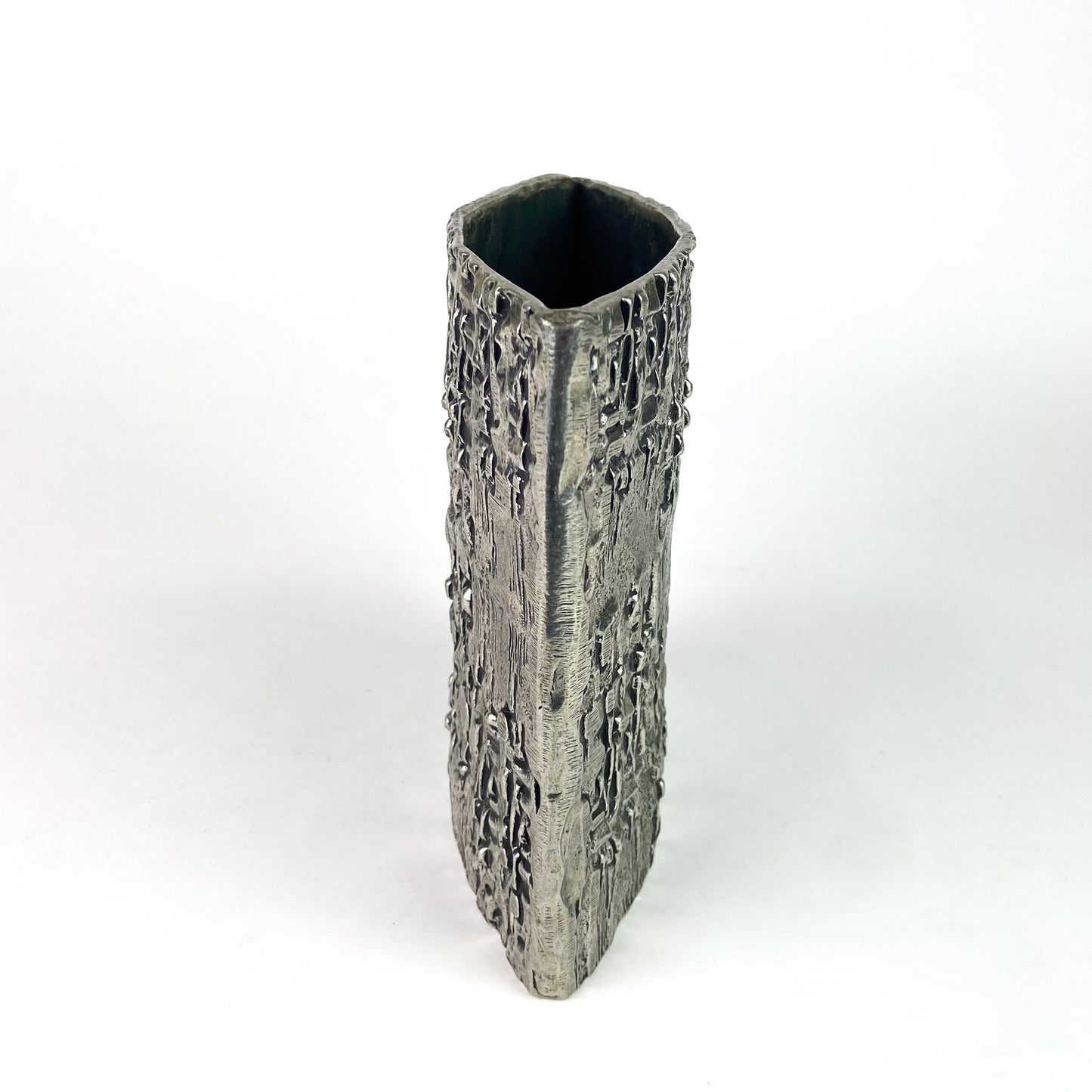 Brutalist Textured Pewter Art Vase #O1127