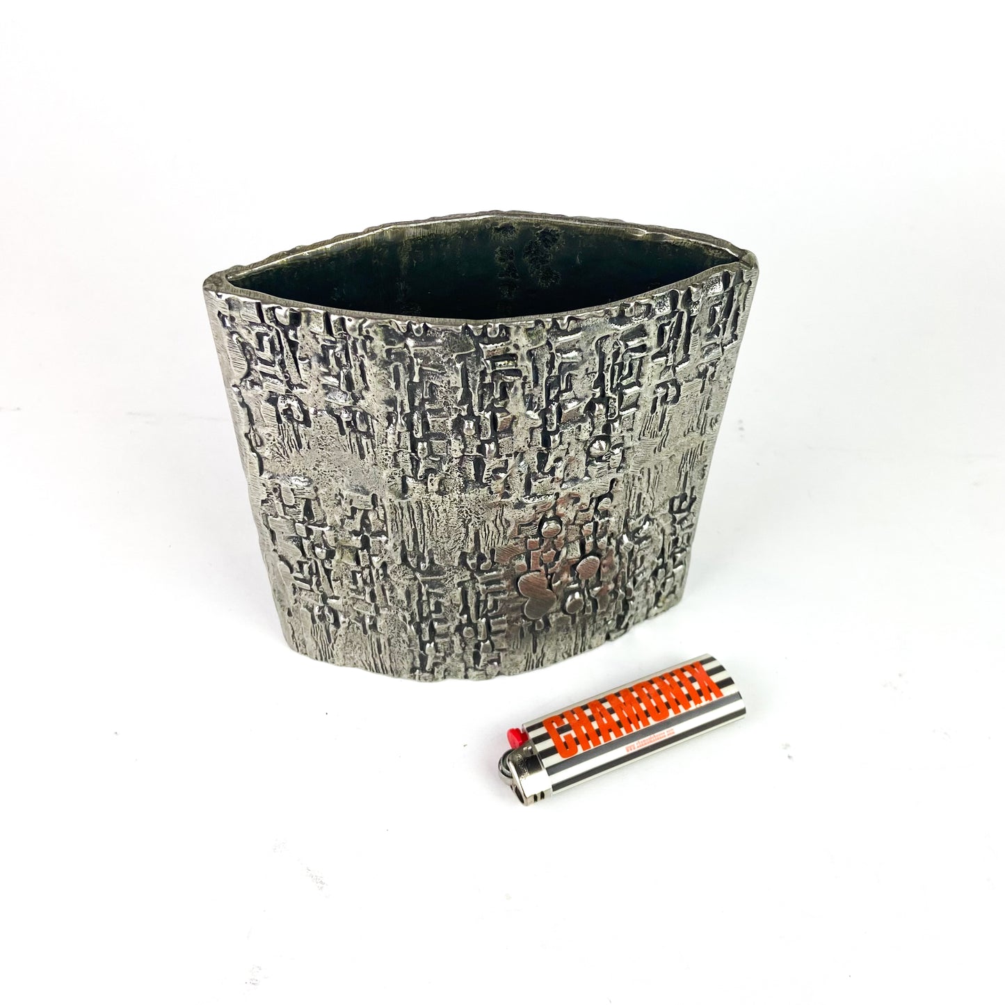 Brutalist Textured Pewter Art Vase #O1127