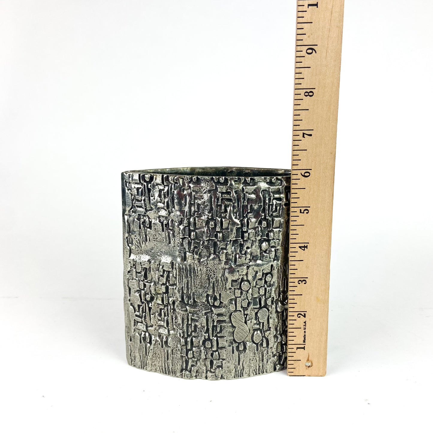 Brutalist Textured Pewter Art Vase #O1127