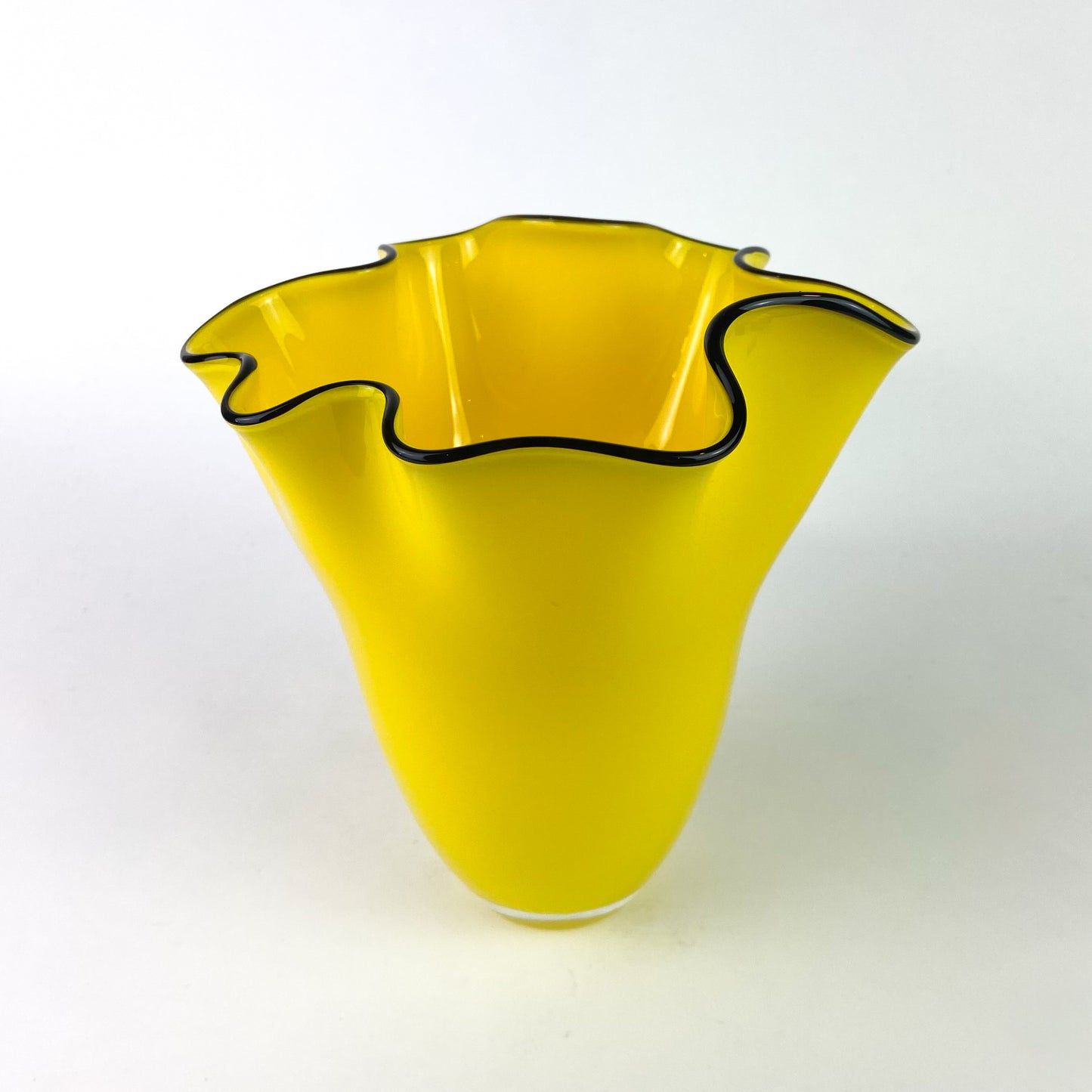 Yellow Czech Handkerchief Art Glass Vase #O1159