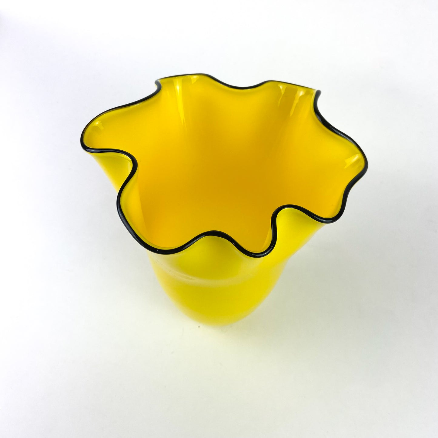 Yellow Czech Handkerchief Art Glass Vase #O1159