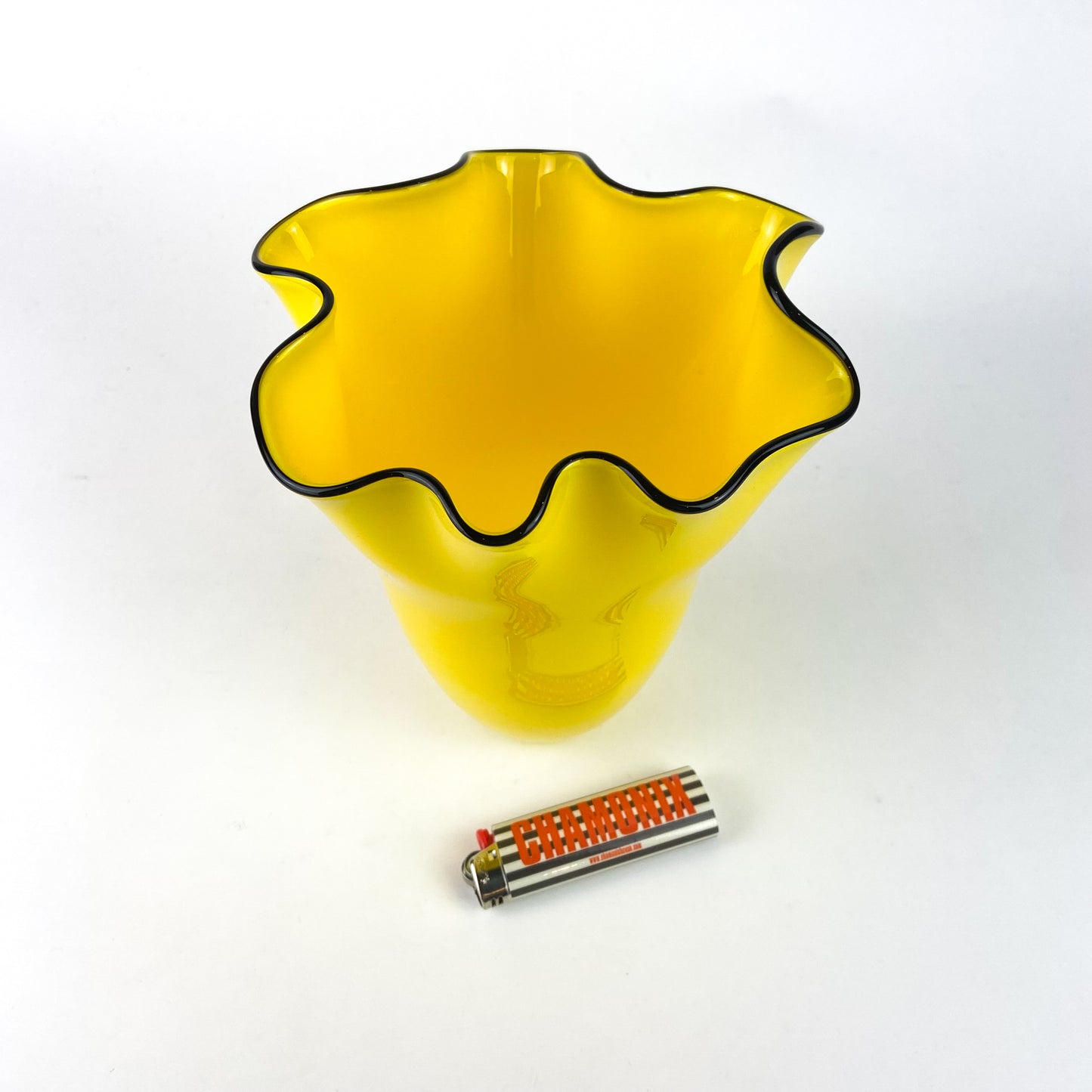 Yellow Czech Handkerchief Art Glass Vase #O1159