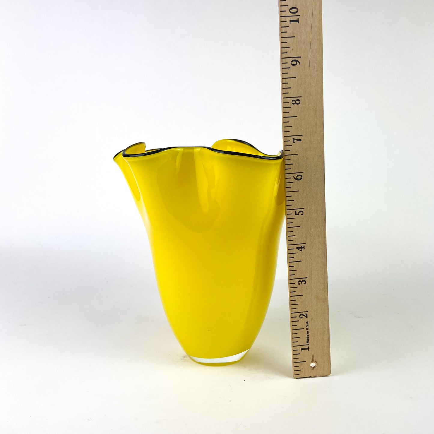 Yellow Czech Handkerchief Art Glass Vase #O1159