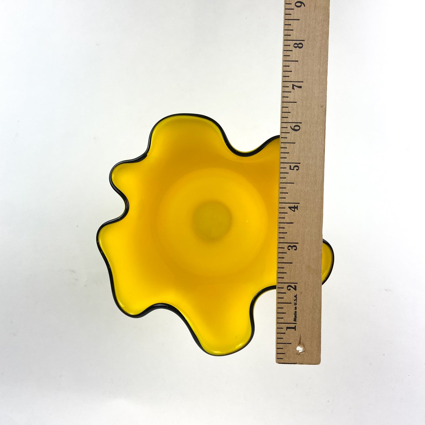 Yellow Czech Handkerchief Art Glass Vase #O1159