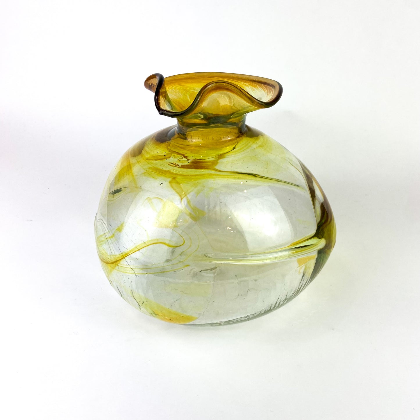 Amber Iridescent Blown Glass Vase by Peter Bramhall #O1161