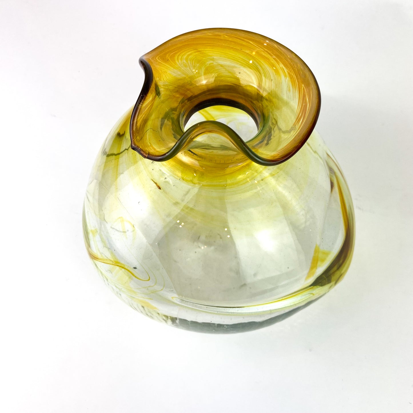 Amber Iridescent Blown Glass Vase by Peter Bramhall #O1161