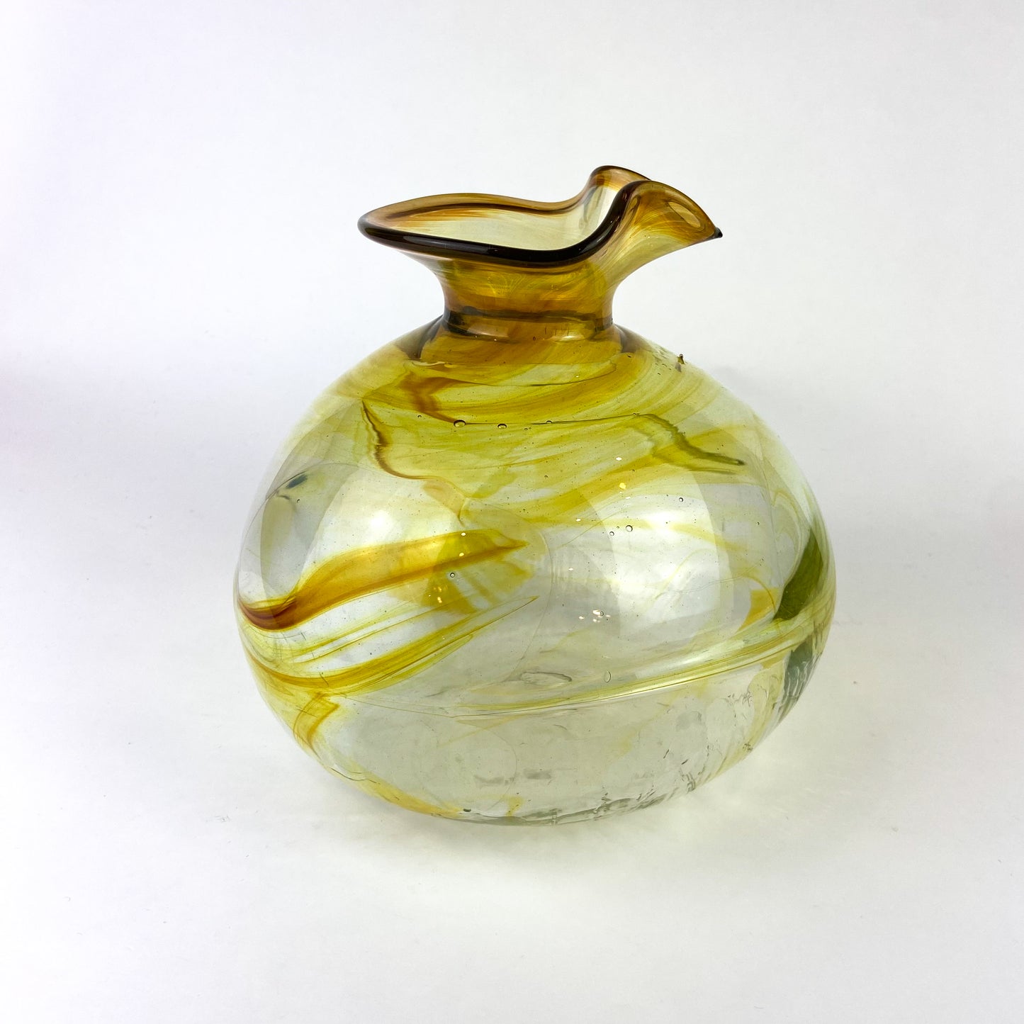 Amber Iridescent Blown Glass Vase by Peter Bramhall #O1161