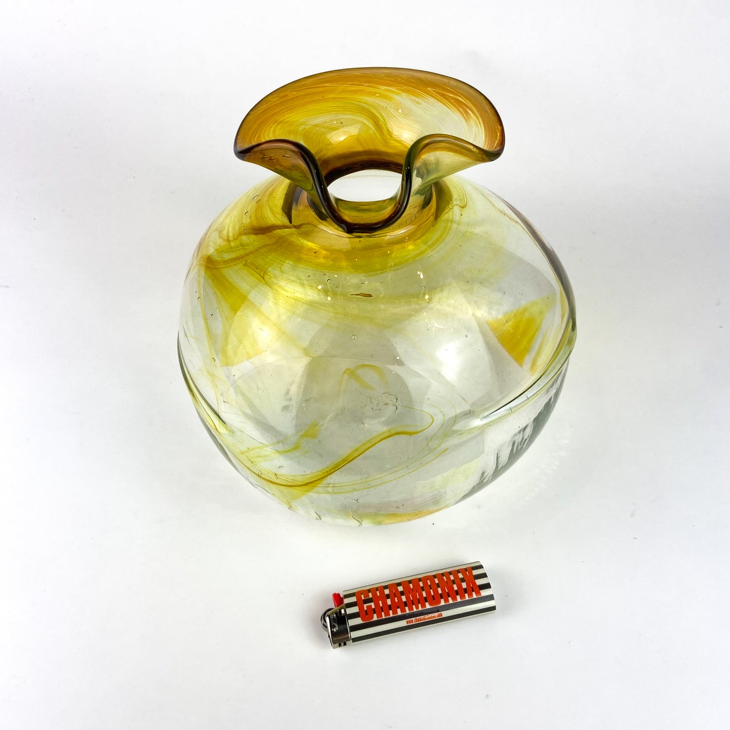 Amber Iridescent Blown Glass Vase by Peter Bramhall #O1161