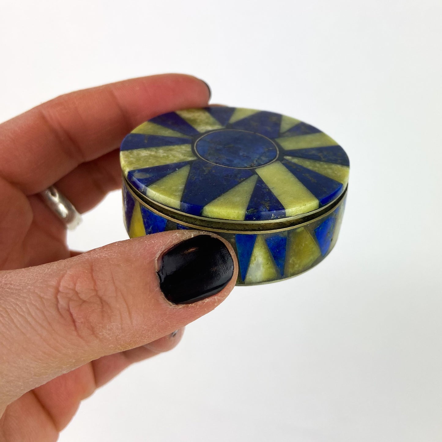 Round Lapis Pill Box #O1181