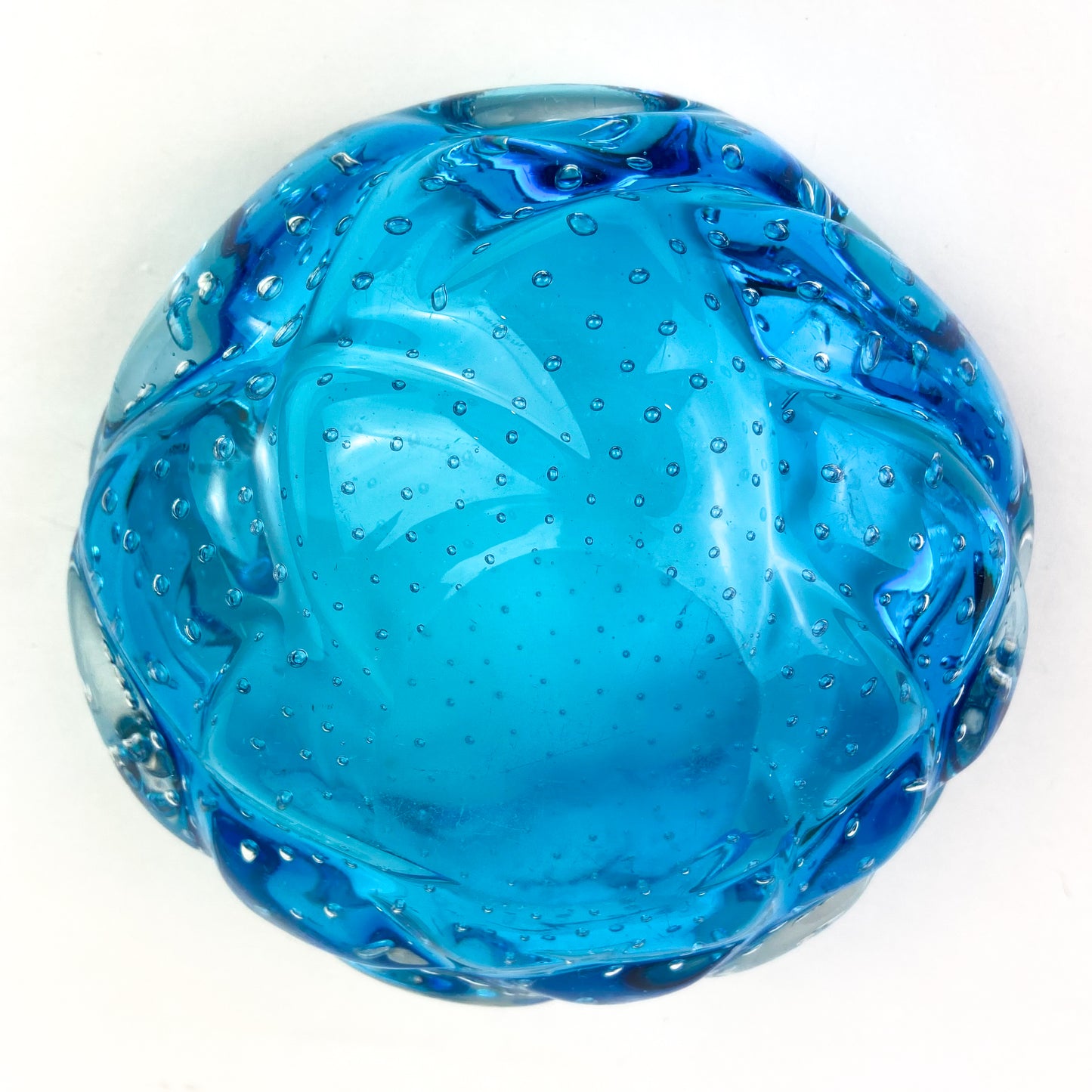 Murano Aqua Bullicante Glass Catchall/Ashtray #O1184