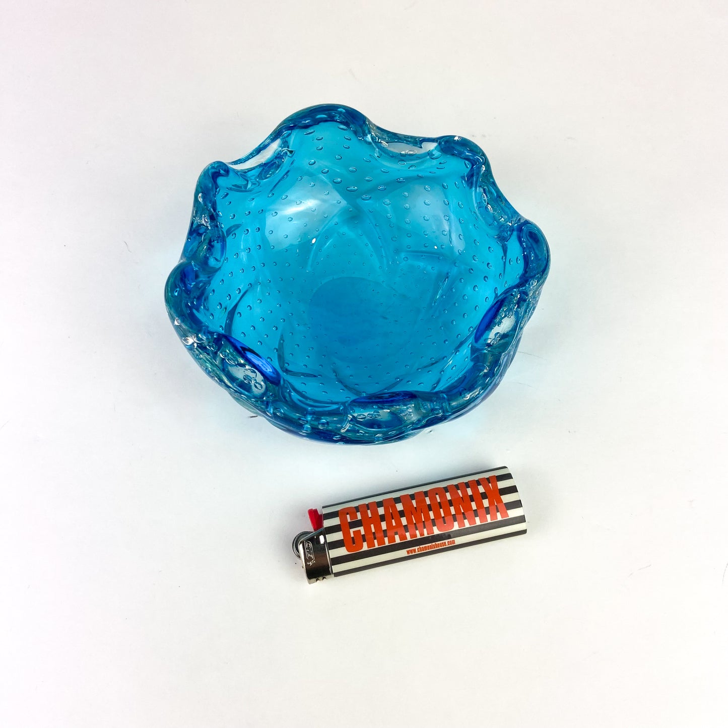 Murano Aqua Bullicante Glass Catchall/Ashtray #O1184