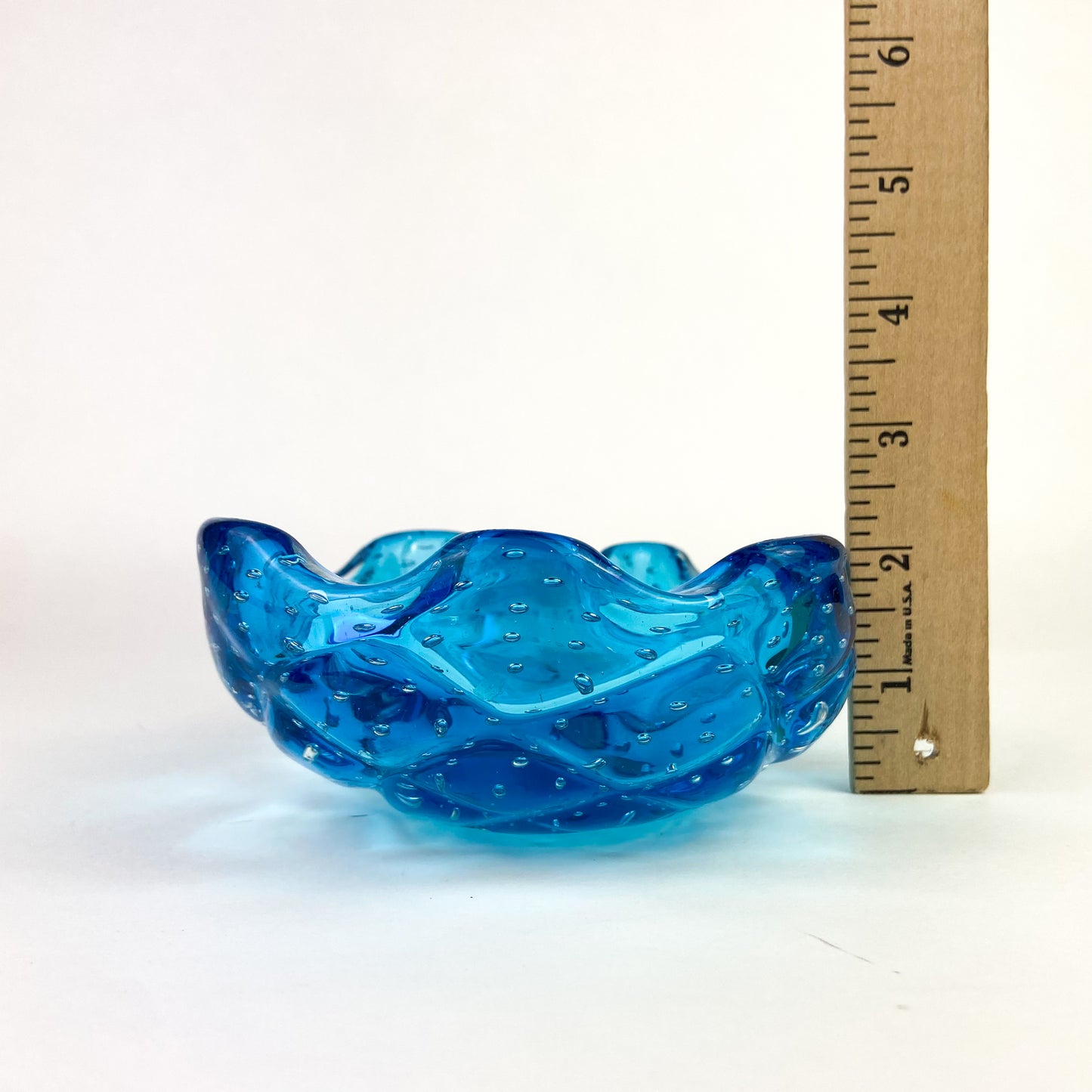 Murano Aqua Bullicante Glass Catchall/Ashtray #O1184