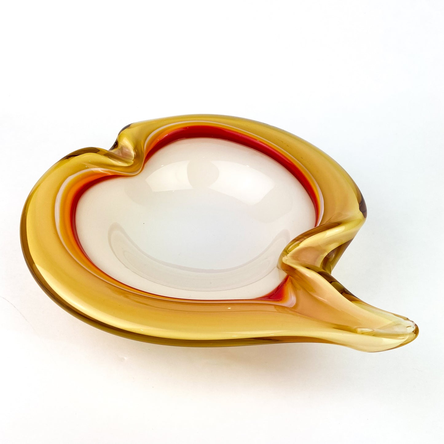 Murano Crimson + Cream + Gold Cased Glass Catchall/Ashtray #O1187