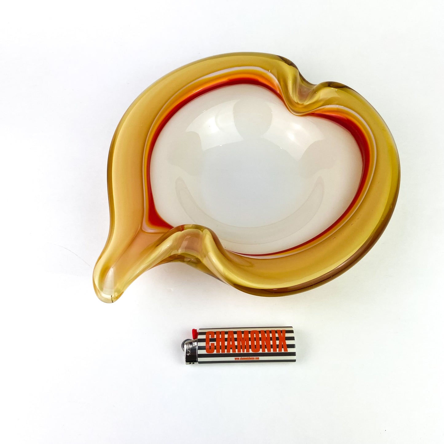 Murano Crimson + Cream + Gold Cased Glass Catchall/Ashtray #O1187