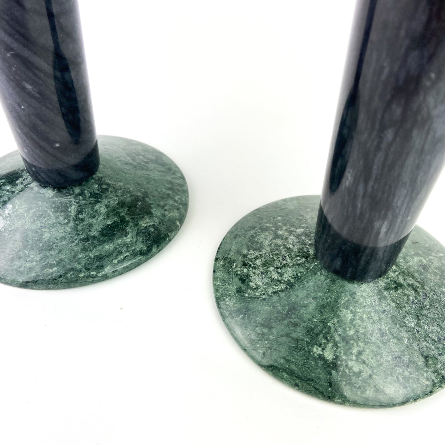 Pair of Marble + Acrylic Post Modern Milano Series Candlesticks #O1188