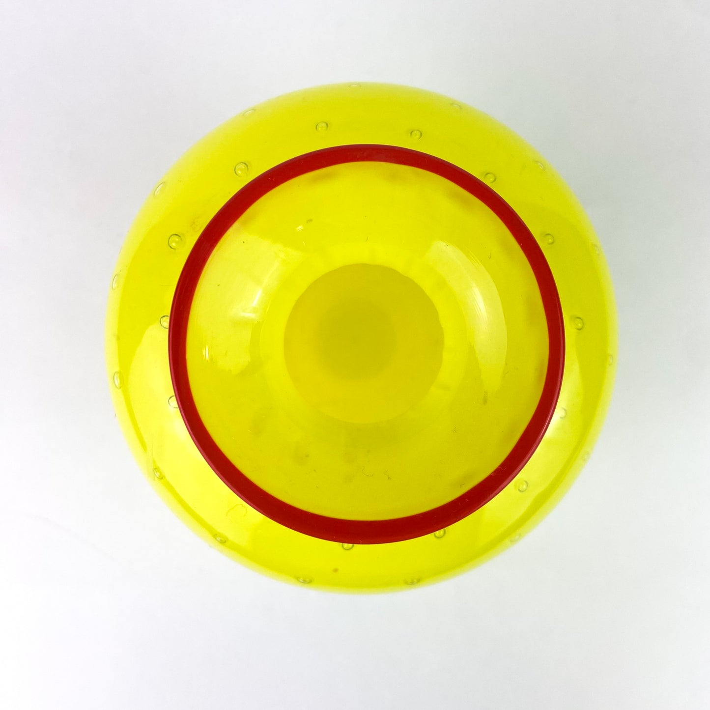 Yellow + Crimson Bubbled Studio Art Glass Vase #O1191