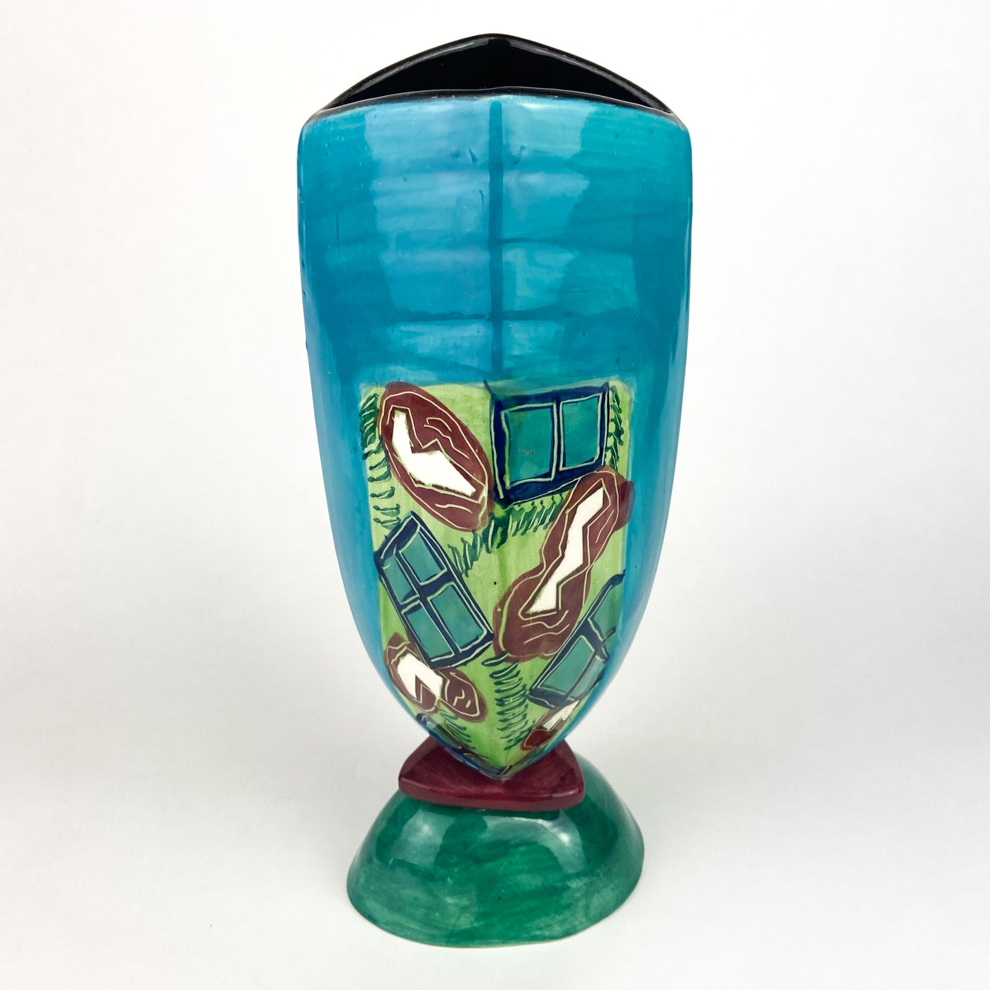 Post-Modern Ceramic Pedestal Vase #O1196