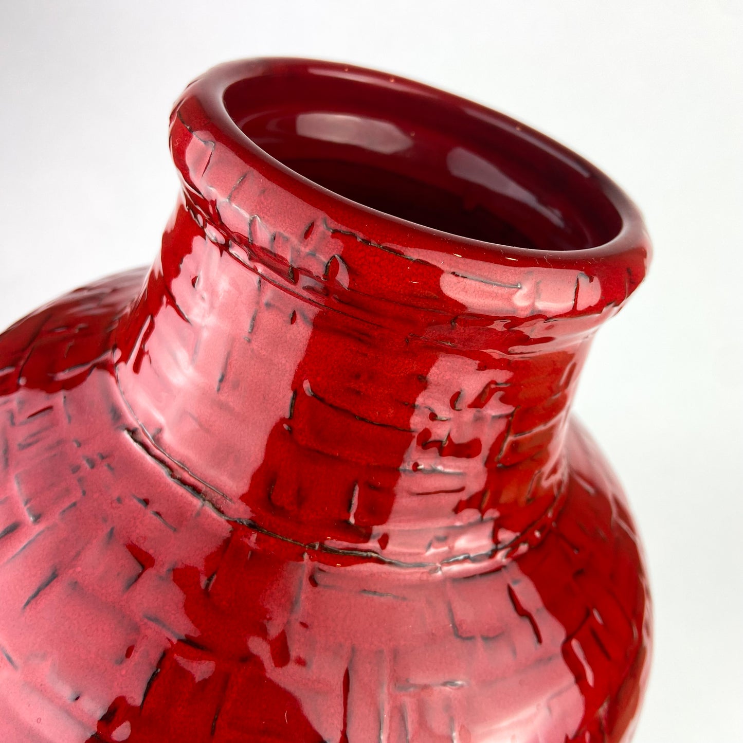 Large Italian Red Ceramic Vase #O1198