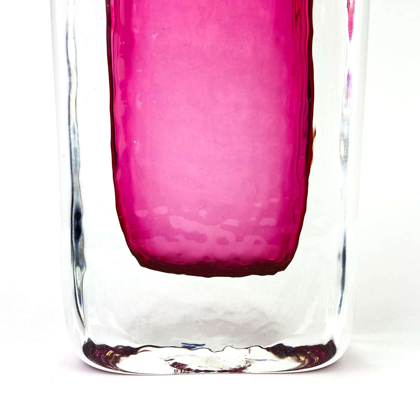 Textured Cranberry Sommerso Art Glass Vase #O1199