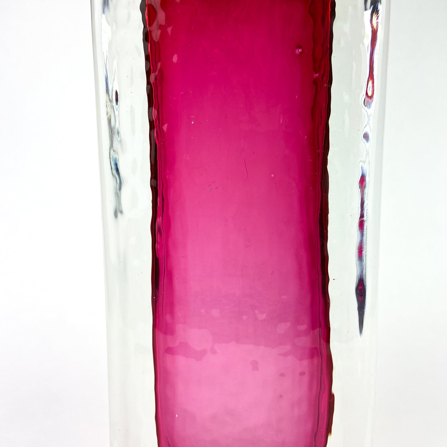 Textured Cranberry Sommerso Art Glass Vase #O1199