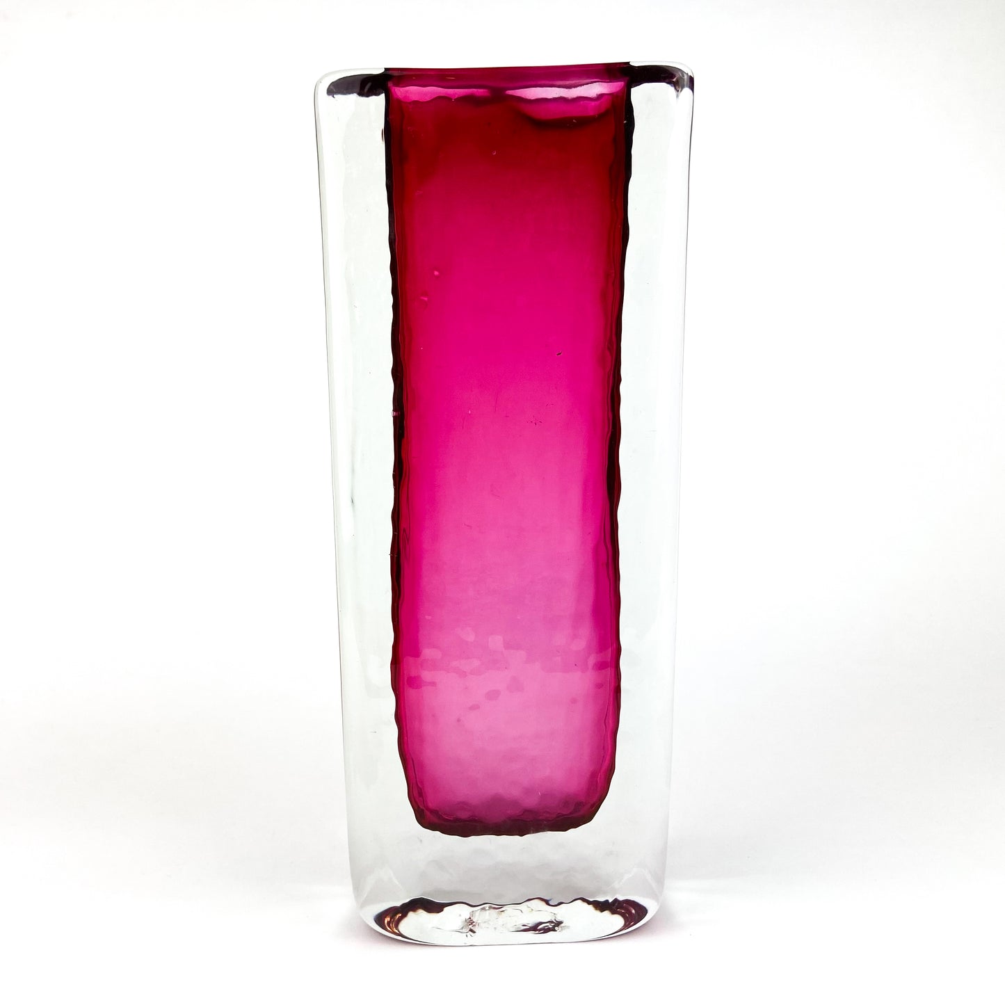 Textured Cranberry Sommerso Art Glass Vase #O1199