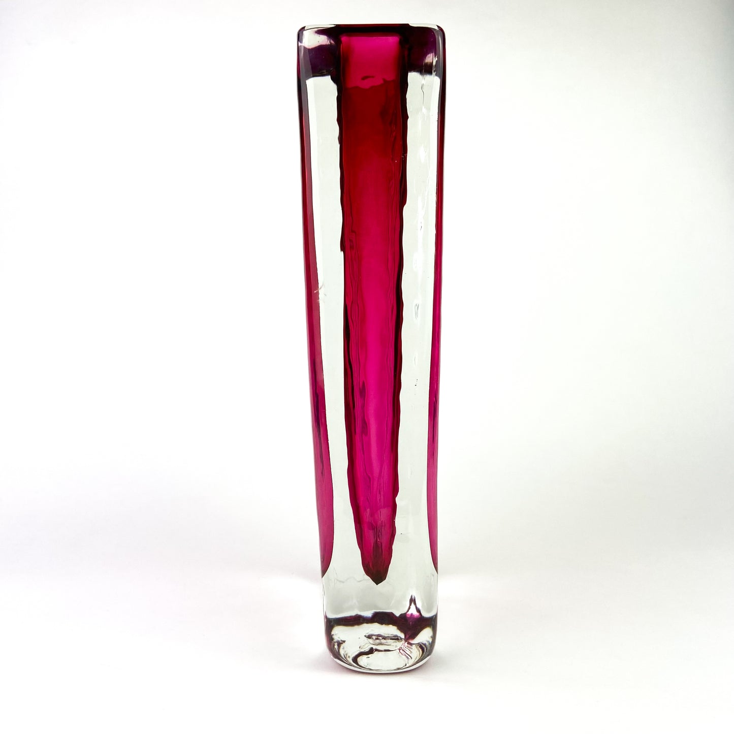 Textured Cranberry Sommerso Art Glass Vase #O1199