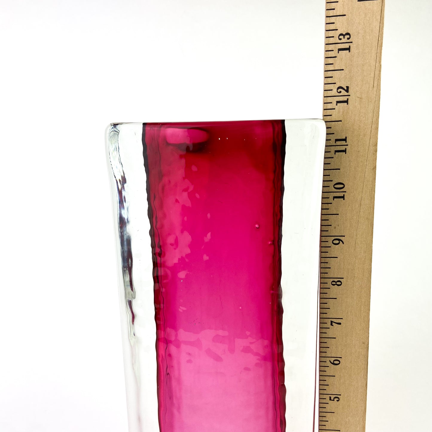 Textured Cranberry Sommerso Art Glass Vase #O1199