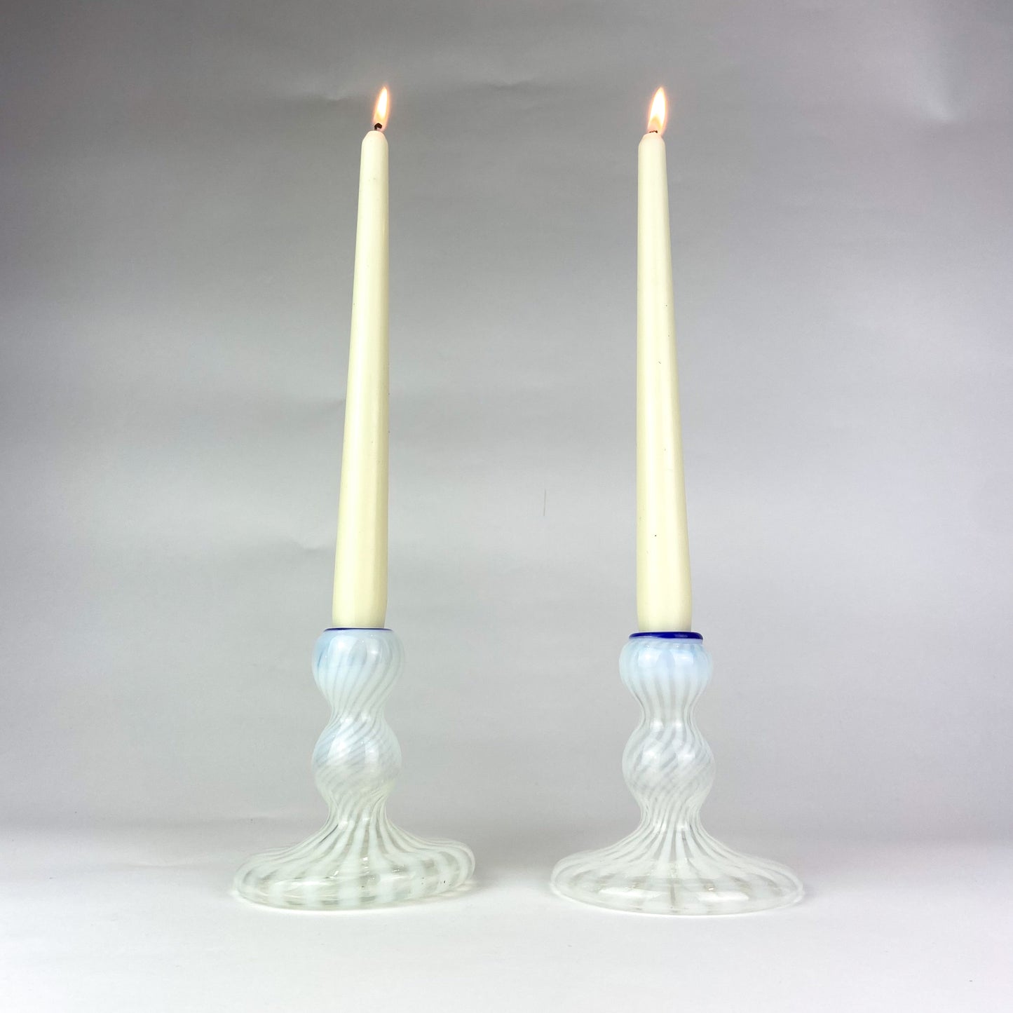 Fenton Opalescent Swirl Glass Candlesticks #O723