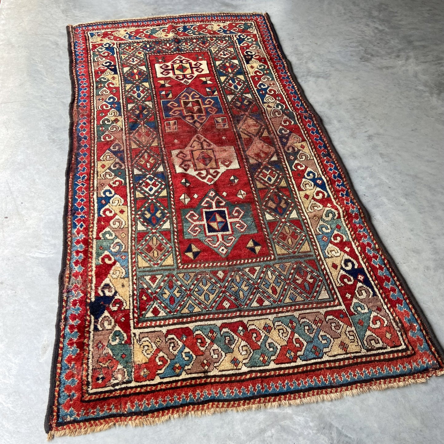 Antique Kazak Gallery Rug #R1266 - 3'7" x 9'5"