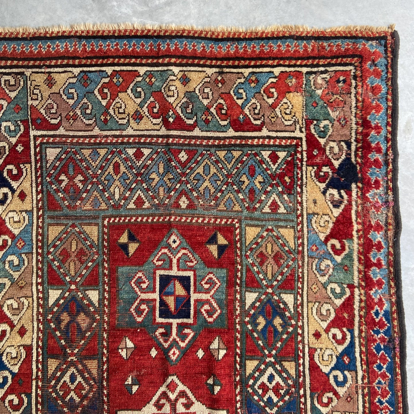 Antique Kazak Gallery Rug #R1266 - 3'7" x 9'5"