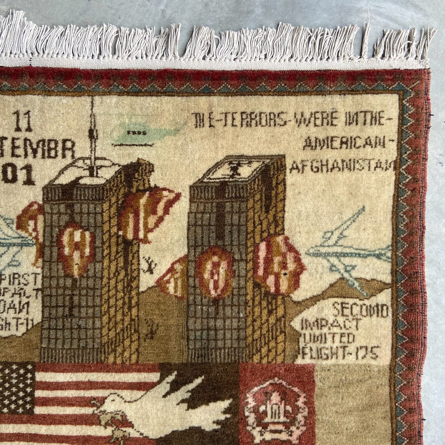 Vintage Afghan Tribal 9/11 War Rug #R1270 - 1'11" x 2'10"