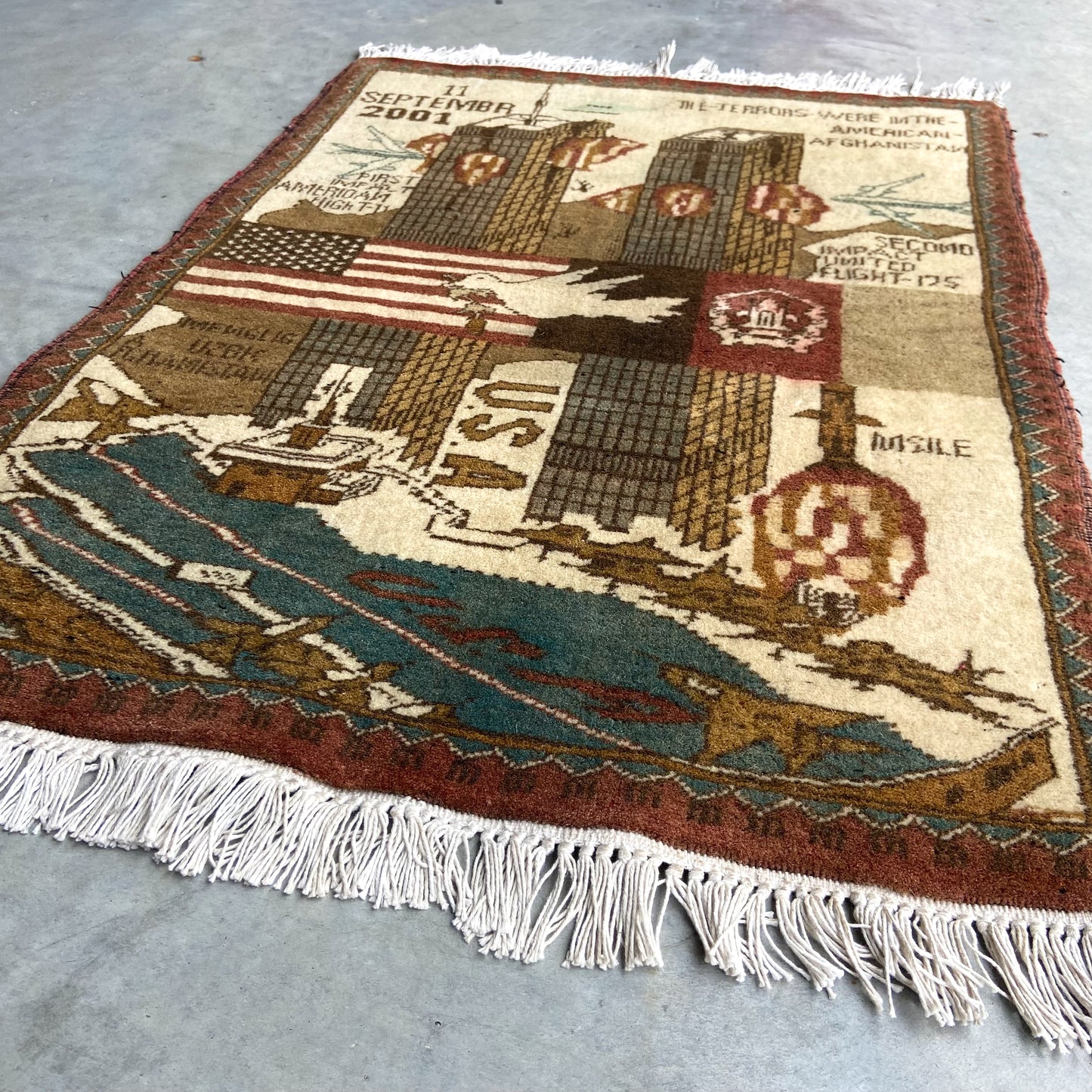 Vintage Afghan Tribal 9/11 War Rug #R1270 - 1'11" x 2'10"