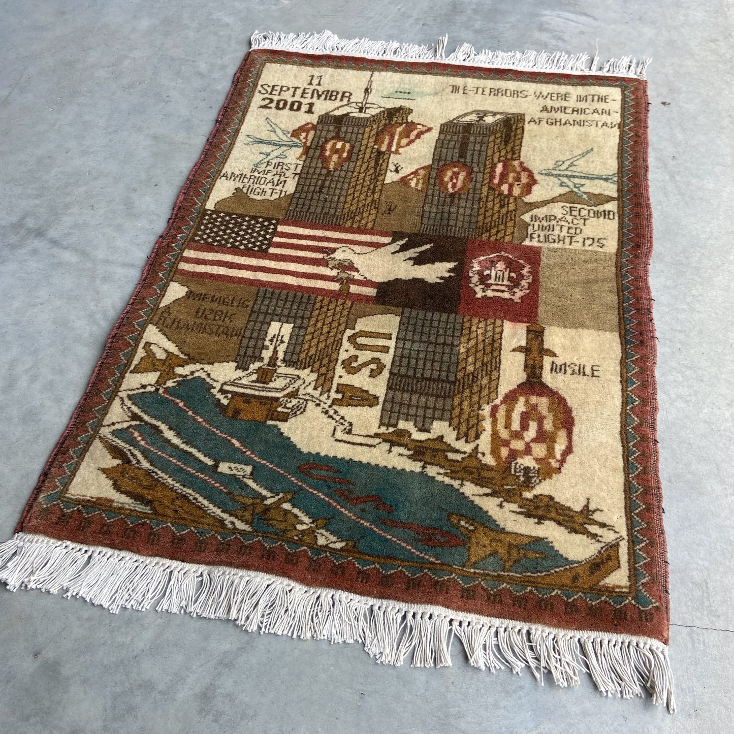 Vintage Afghan Tribal 9/11 War Rug #R1270 - 1'11" x 2'10"