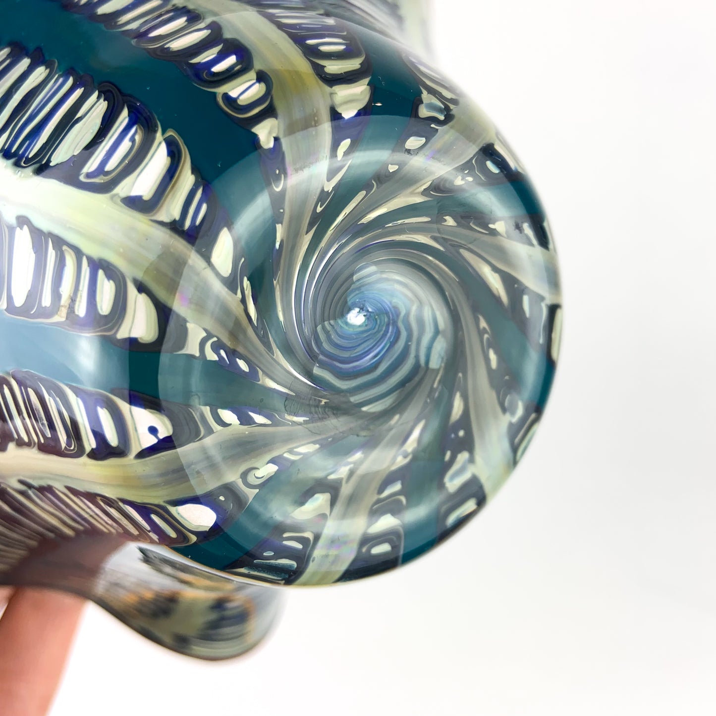 Teal Swirled Studio Art Glass Handkerchief Bowl #O958