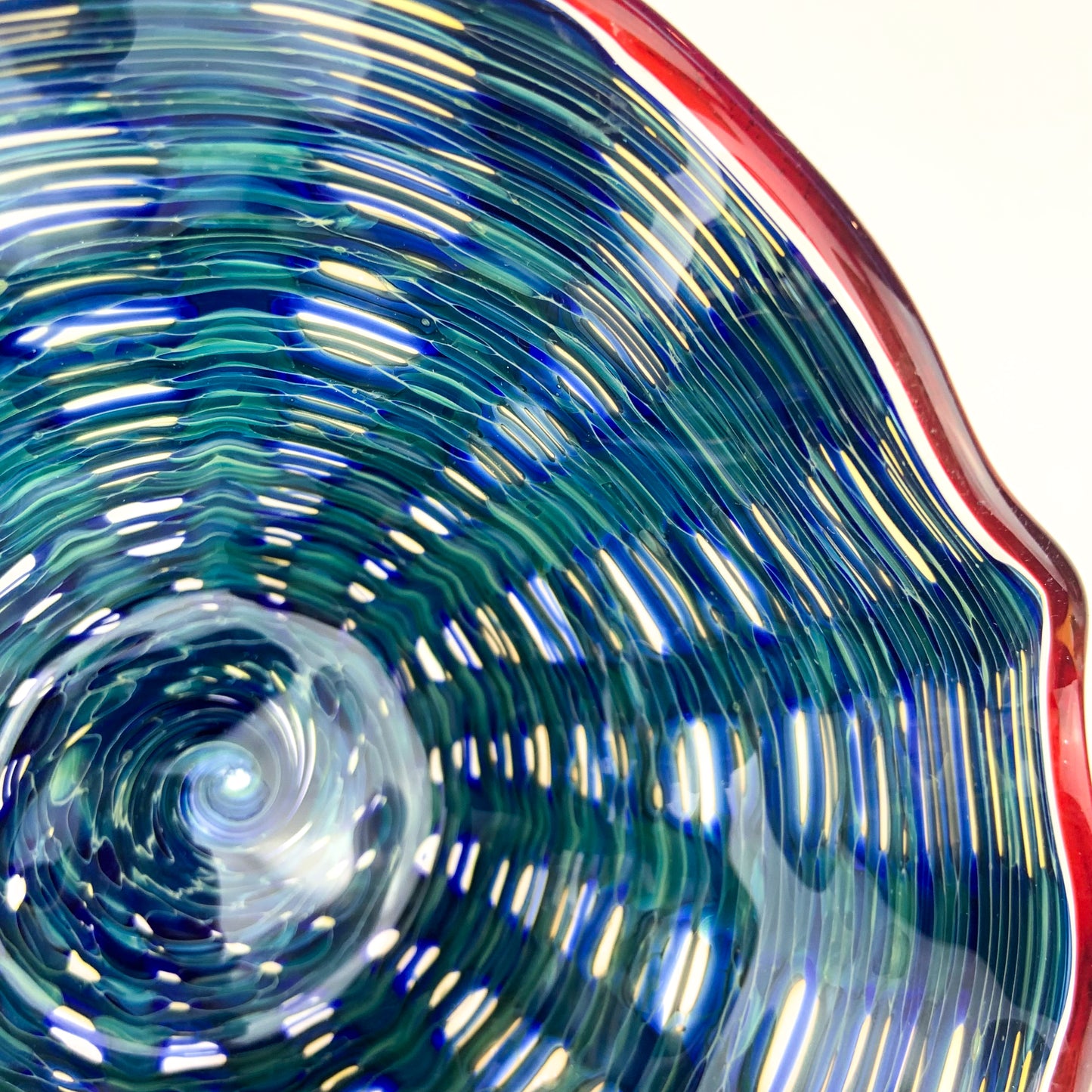 Teal Swirled Studio Art Glass Handkerchief Bowl #O958