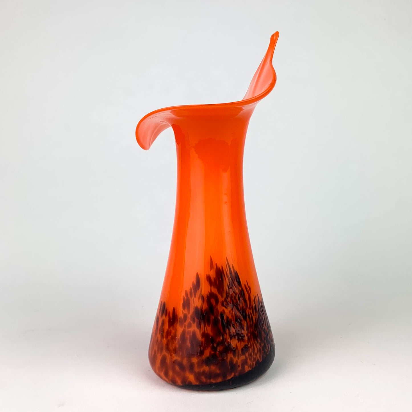 Czech Orange Jack in the Pulpit Spatter Glass Vase #O960