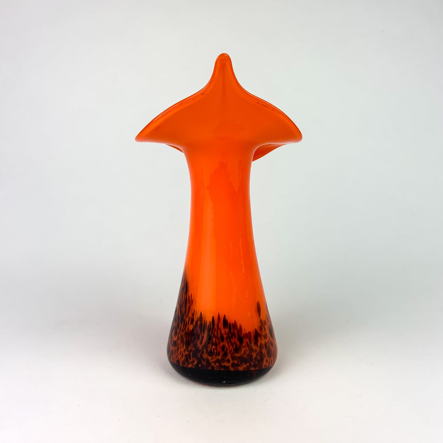 Czech Orange Jack in the Pulpit Spatter Glass Vase #O960