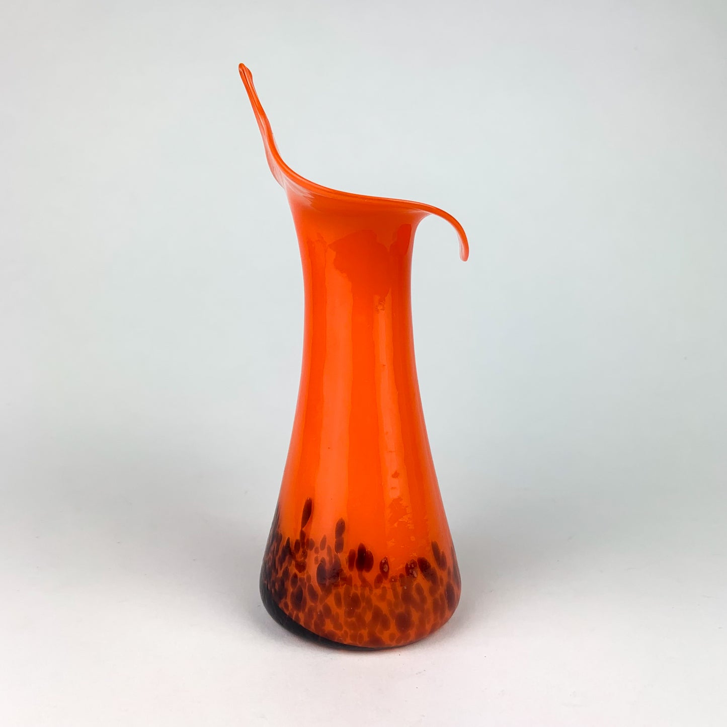 Czech Orange Jack in the Pulpit Spatter Glass Vase #O960