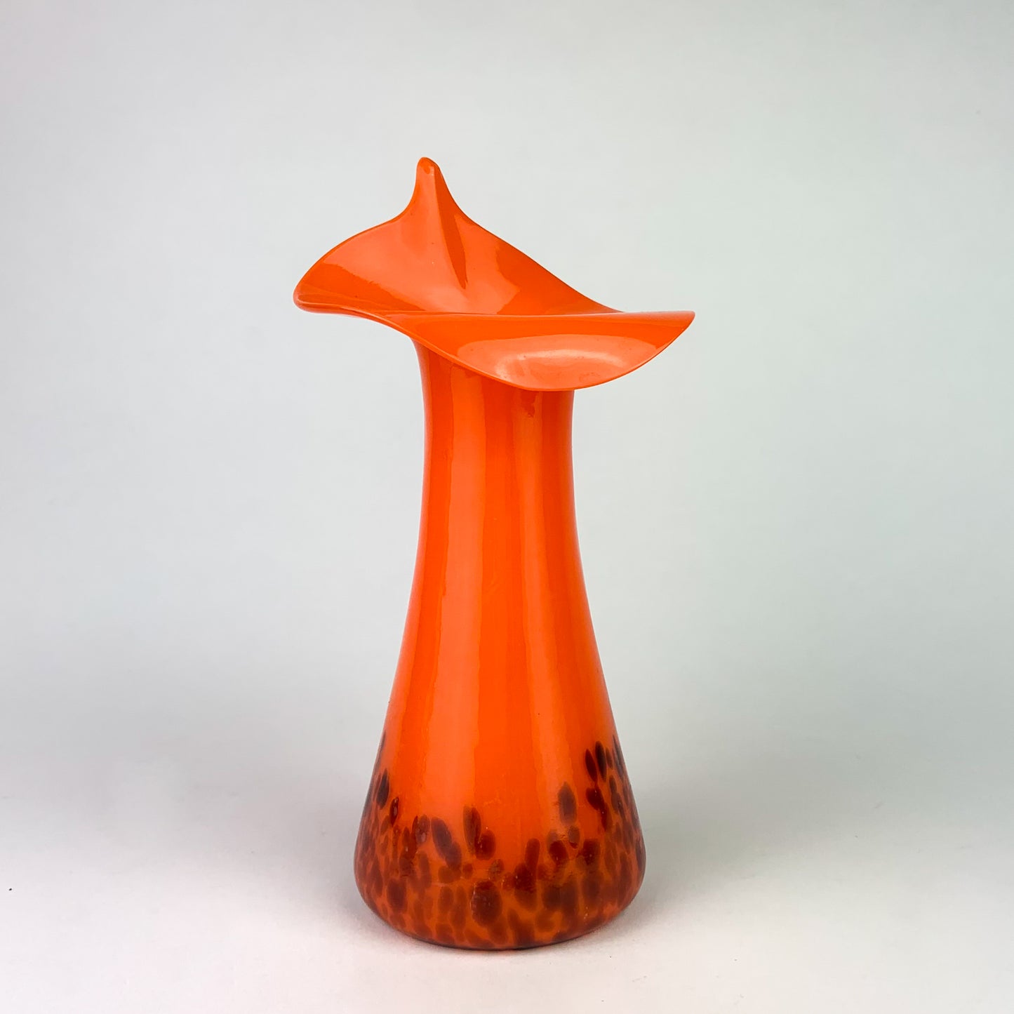 Czech Orange Jack in the Pulpit Spatter Glass Vase #O960