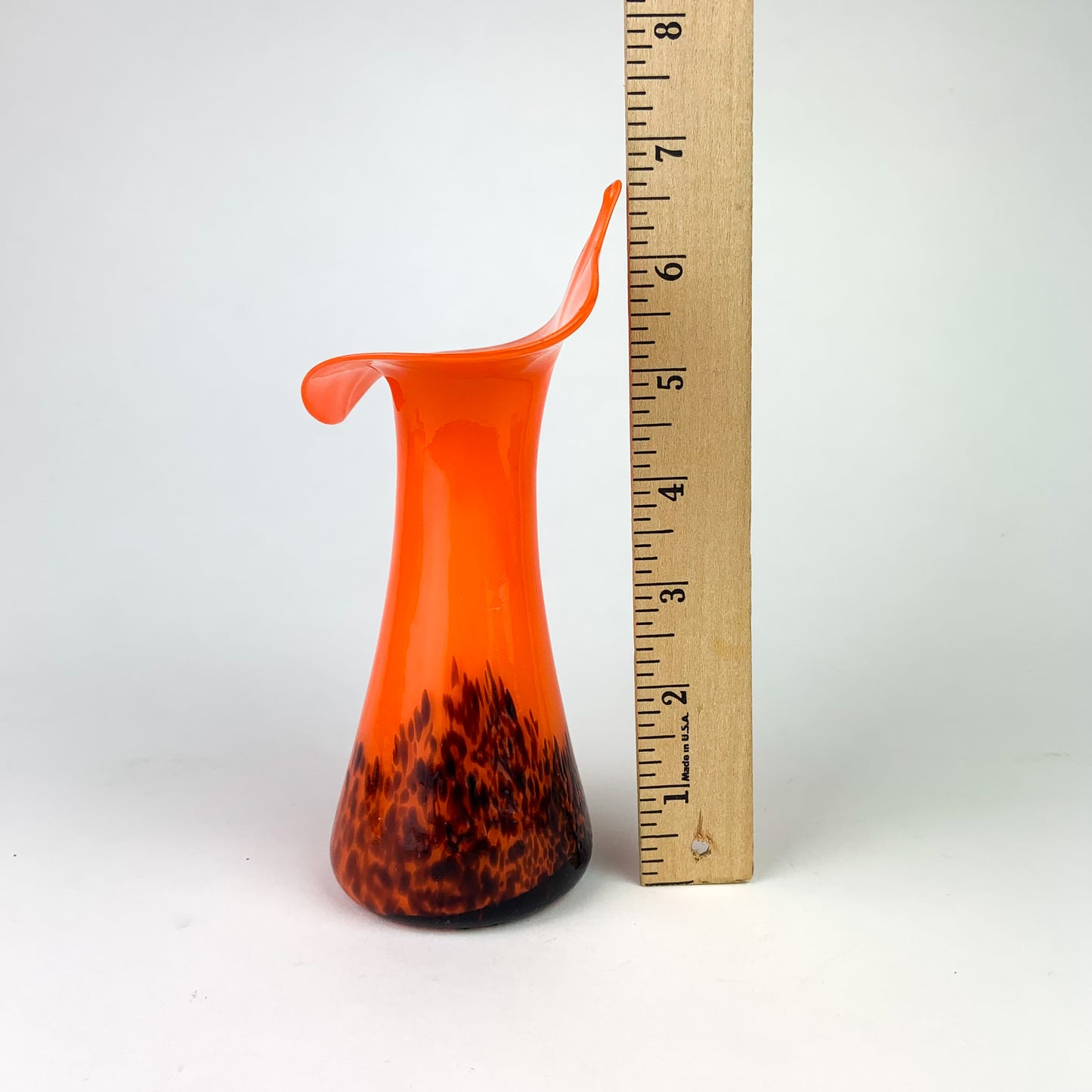 Czech Orange Jack in the Pulpit Spatter Glass Vase #O960