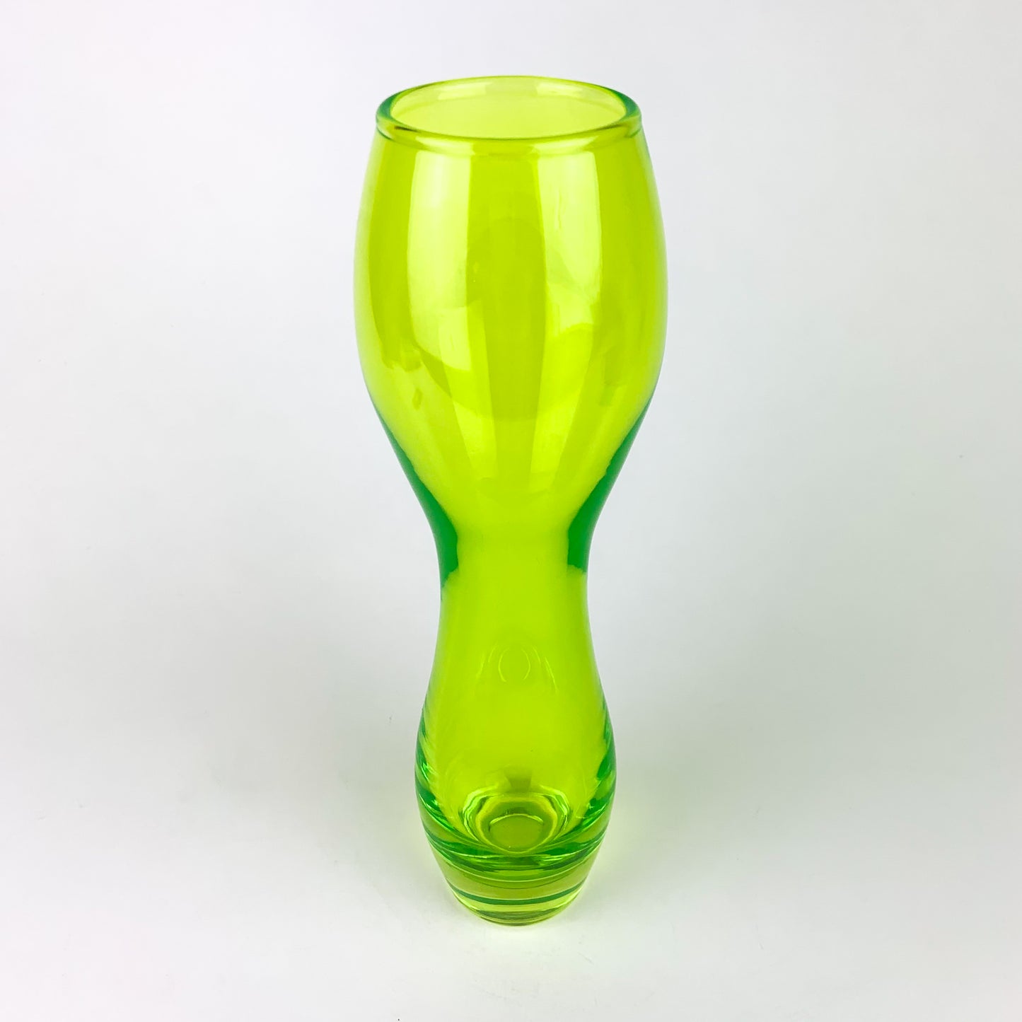 Lime Green Curved Glass Vase #O962