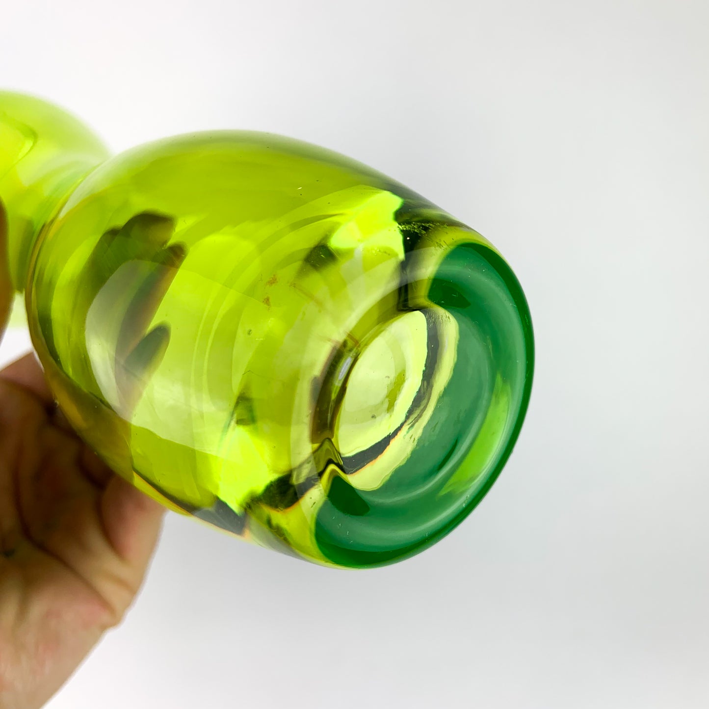 Lime Green Curved Glass Vase #O962