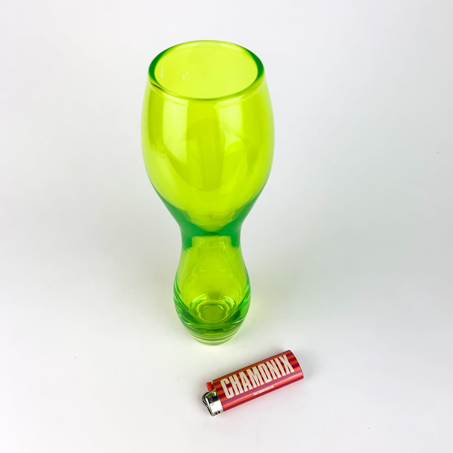 Lime Green Curved Glass Vase #O962