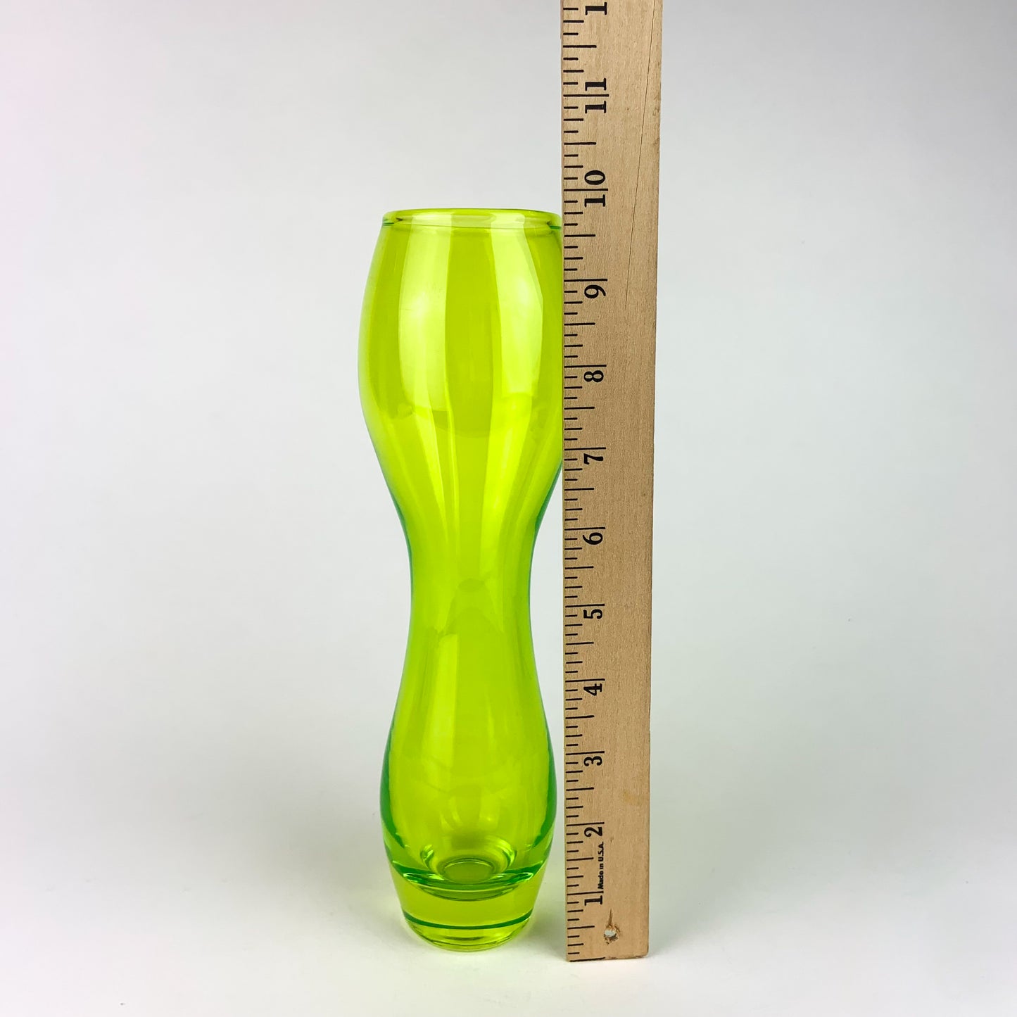 Lime Green Curved Glass Vase #O962