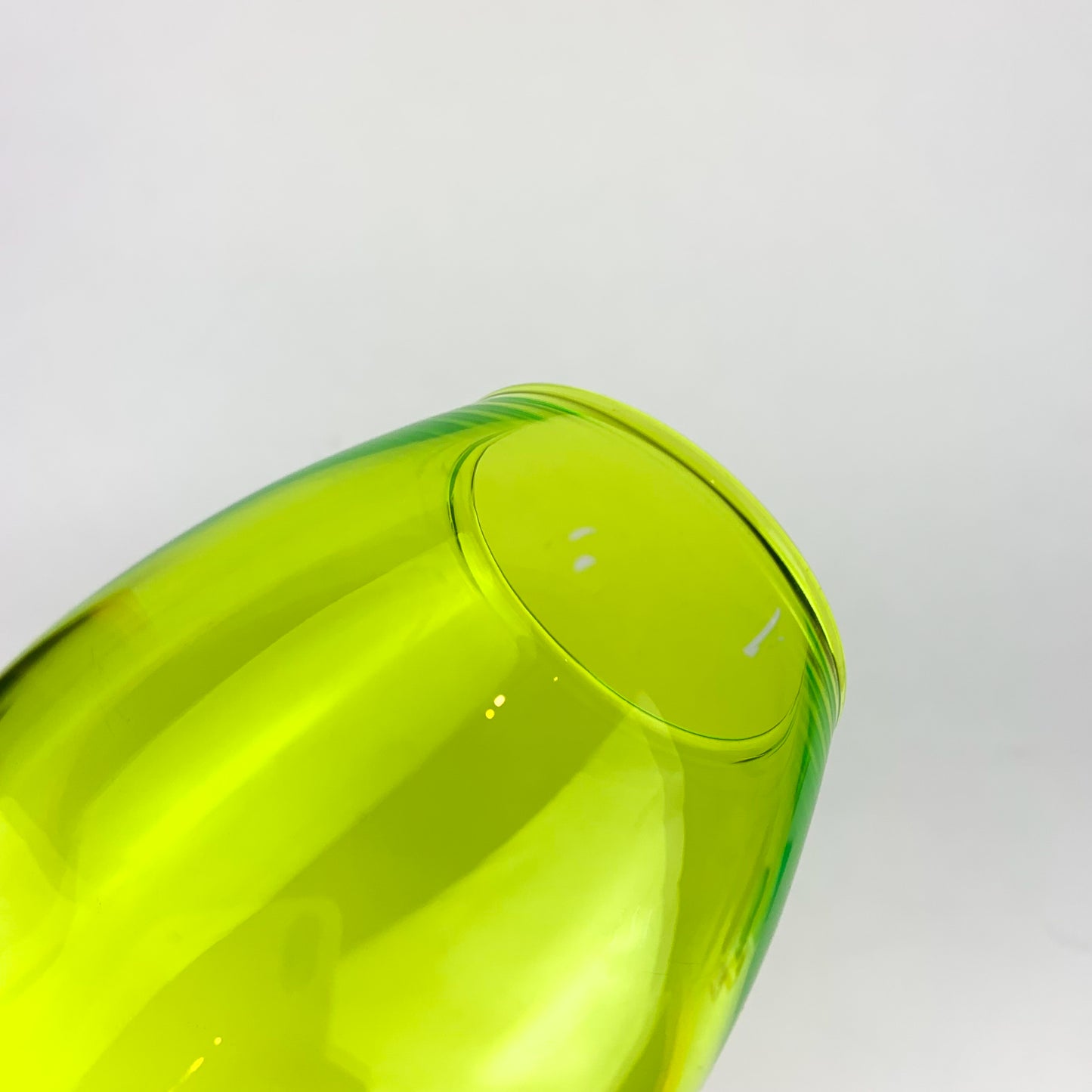 Lime Green Curved Glass Vase #O962