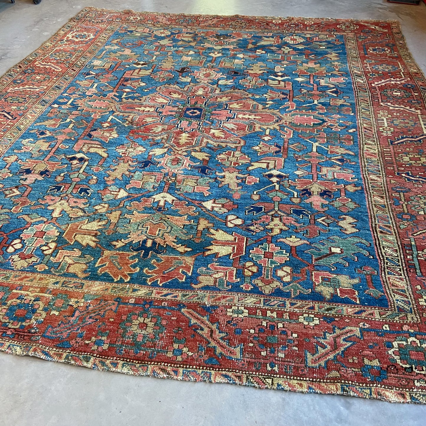 Antique All-Over Blue Heriz Area Rug #R1042 - 10'3" x 11'9"