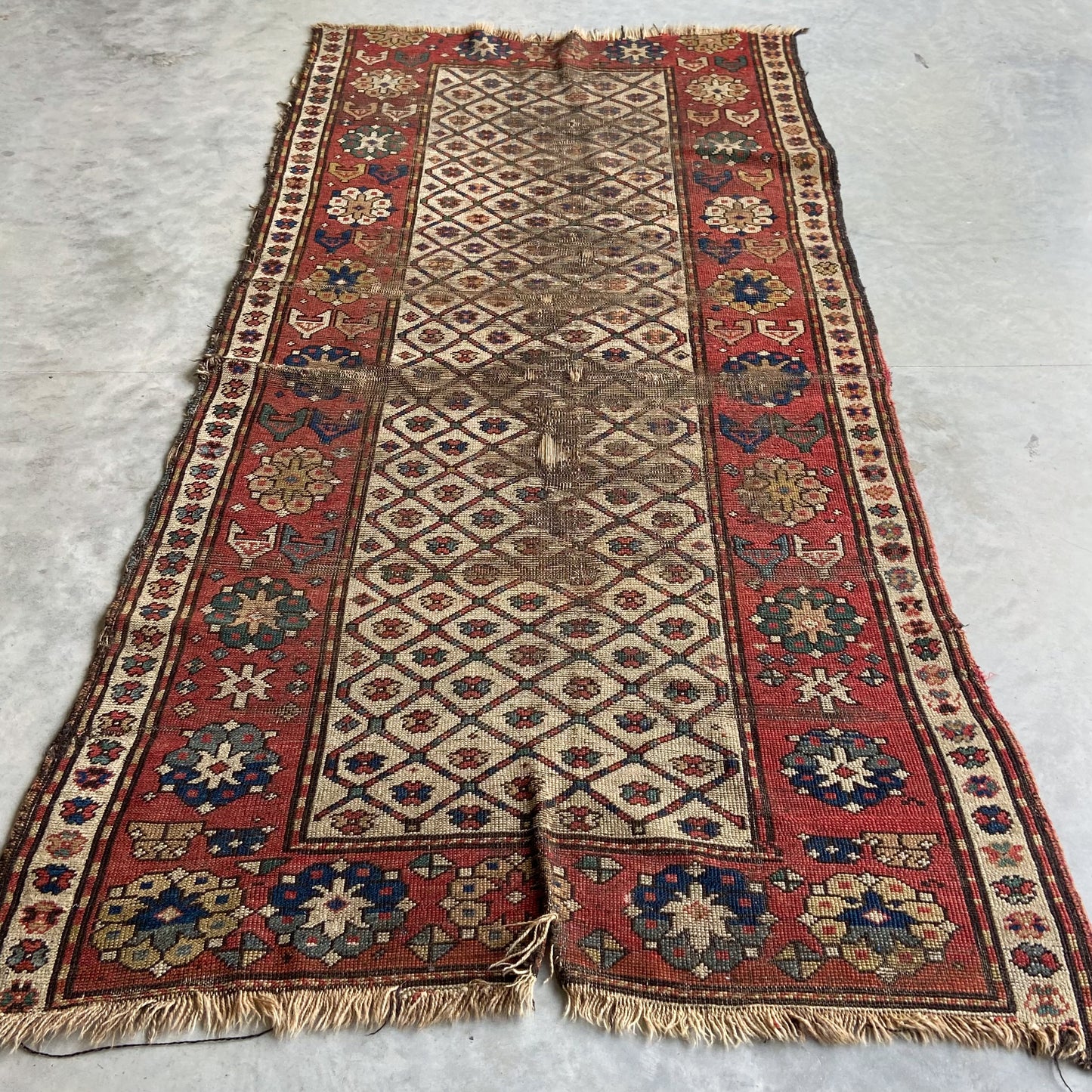 Antique Caucasian Accent Rug #R1000 - 4' x 7'3"