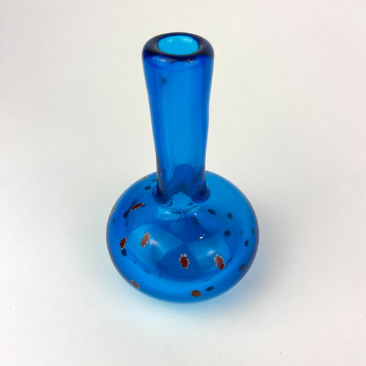 Blue Murano Murrine Glass Bud Vase #O940